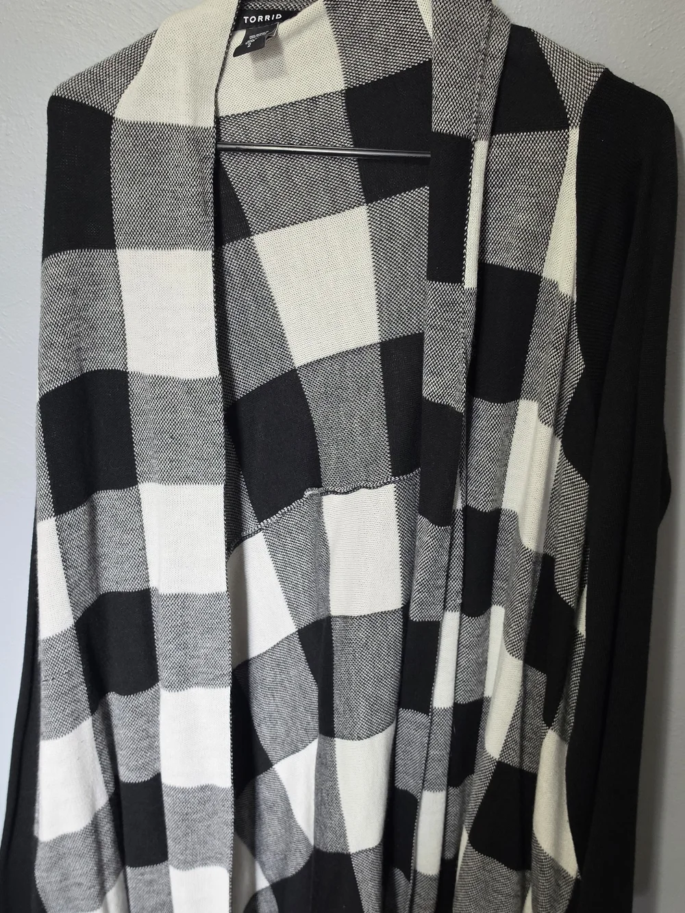 Torrid Black & White Buffalo Plaid Open Cardigan